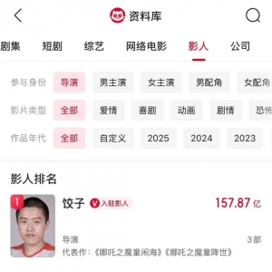 饺子登顶中国导演票房榜！仅靠两部作品