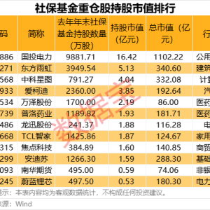 社保基金现身12股股东名单