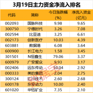 主力资金丨5股，尾盘主力重金杀入