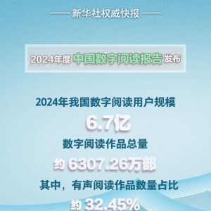 2024年我国数字阅读用户规模达6.7亿