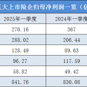 三升两降！五大上市险企首季净利润分化