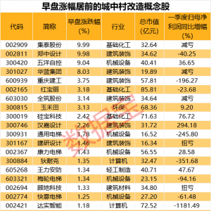 重要文件发布！城中村改造或撬动万亿市场，社保基金重仓这些概念股 ...
