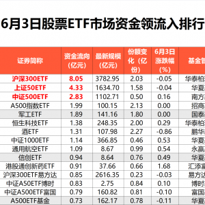 6月3日股票ETF资金净流出超10亿元，热门行业ETF“落袋为安”