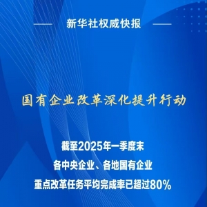 国有企业改革深化提升行动重点改革任务平均完成率超80%