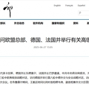 王毅将访问欧盟总部、德国、法国并举行有关高级别对话