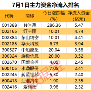 主力资金丨涨超280%，主力资金大幅出手这只新股！