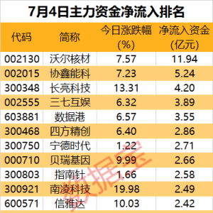 主力资金丨尾盘2股获主力资金净流入超1亿元