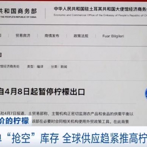 国际订单“抢空”库存 全球供应趋紧推高柠檬价格