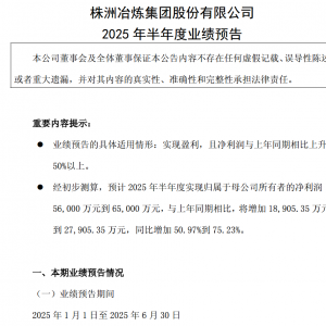 贵金属价同比增长&amp;锌精矿加工费回暖 株冶集团上半年净利大幅预增超50% ...