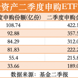 中央汇金资产出手，二季度申购ETF金额超1700亿元