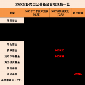 重磅来了！2025年二季度公募非货规模出炉