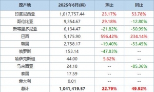 中国6月镍铁进口量同比增加49.92% 分项数据一览