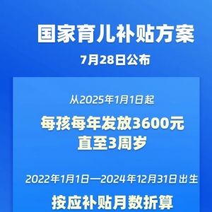 重磅！国家育儿补贴方案公布