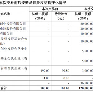 光刻掩模版企业安徽晶镁拟成立 技术资产转让自晶合集成