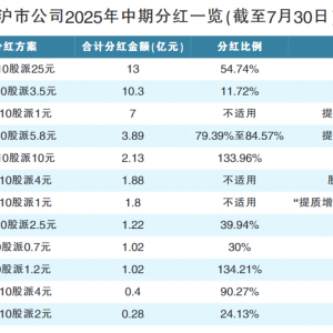 沪市公司中期分红热情高涨 重回报已成“必修课”