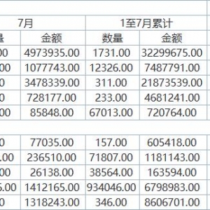 海关：中国7月铝矿砂及其精矿进口量同比增加34.20%
