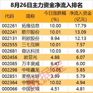 主力资金丨尾盘主力资金大幅出逃这些股