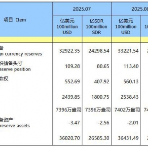 8月末我国外汇储备规模为33222亿美元 央行连续第10个月增持黄金 ...