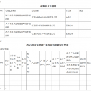 宁夏对多晶硅企业开展节能监察：涉及协鑫、润阳等相关企业 ...