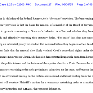 特朗普罢免令被禁！库克的美联储理事“宝座”暂时保住了
