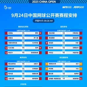 中网首日赛程出炉 张帅将对阵扎哈洛娃