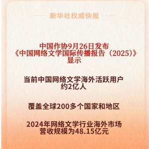 中国网络文学海外活跃用户约2亿人
