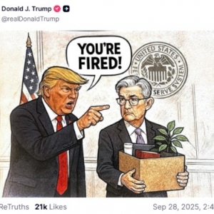 又打算干什么？特朗普发布“解雇鲍威尔”的漫画