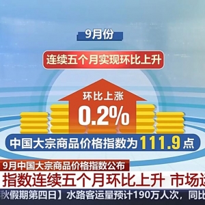连续五个月环比上升 9月中国大宗商品价格指数公布