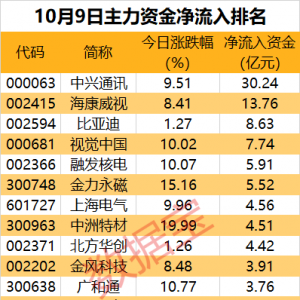 主力资金丨出手超30亿元，这只龙头股被盯上！