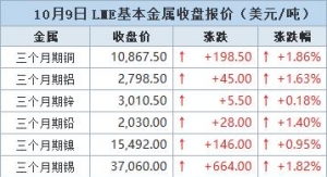 金属普涨 期铜触及11000美元 投资者押注铜供应短缺【10月9日LME收盘】 ...