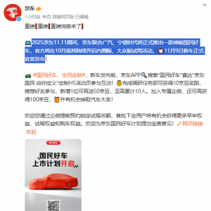 京东11月9日将发布一款新车