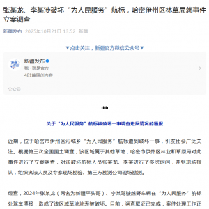 张某龙、李某涉破坏“为人民服务”航标 当地林草局就事件立案调查 ...