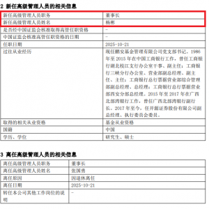 次新公募“换帅”！杨彬履新鹏安基金董事长