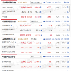 10月24日SMM金属现货价格|铜价|铝价|铅价|锌价|锡价|镍价|钢铁|稀土 ...