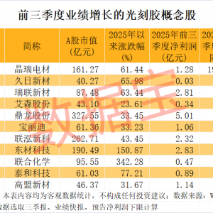 光刻胶新突破，资金加仓概念股出炉