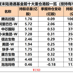 大举加仓！港股基金最新重仓股大曝光
