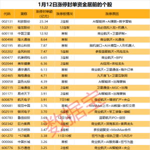 揭秘涨停丨三大热门龙头股封单均超12亿元