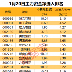 主力资金｜9股遭主力大幅出逃